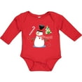 thumbnail image 3 of Inktastic Top Hat Snowman with Christmas Tree and Candy Cane Boys or Girls Long Sleeve Baby Bodysuit, 3 of 5