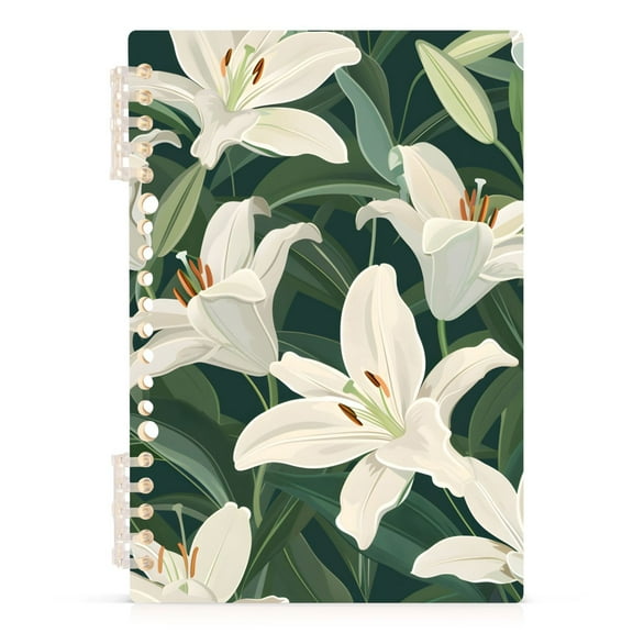 Lily with Leaves Spiral Journal Notebook College Ruled Notebook 8.3" x 5.7" A5 Lined Thick Paper Page