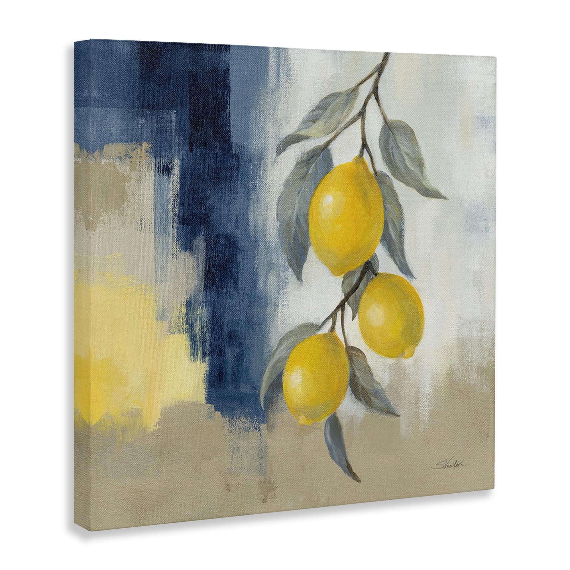 Stupell Industries Kitchen Lemons Hanging Food & Beverage Painting Wrapped Canvas Art Print Wall Art, 17 x 17