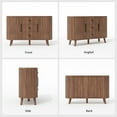 thumbnail image 2 of Planntonneo Fluted Sideboard Buffet Cabinet with Storage, Modern Accent Coffee Bar Console Table with Tambour Sliding Doors and Adjustable Shelves, for Kitchen Living Room, Walnut Color, 2 of 10