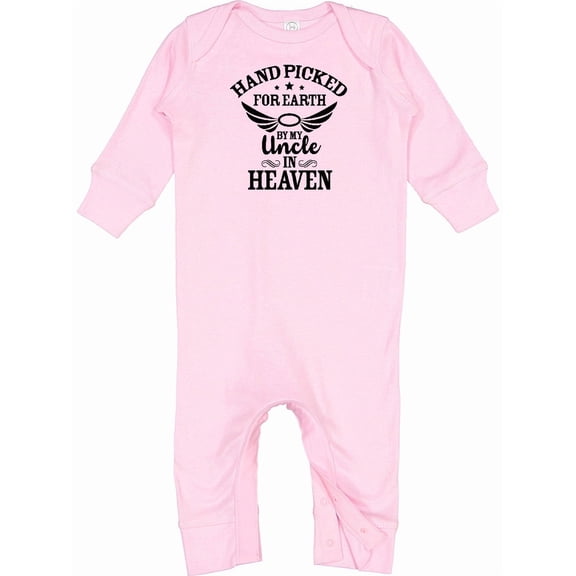 Inktastic Handpicked for Earth by My Uncle in Heaven with Angel Wings Baby Romper Coveralls