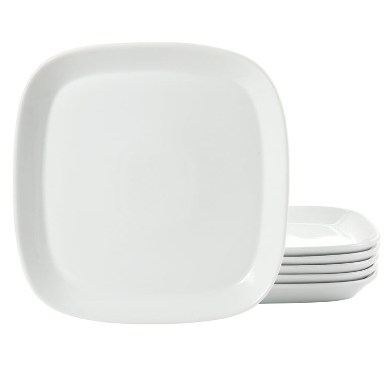 Our Table Simply White Fine Ceramic 6 Piece Square Cup and Saucer Set in White