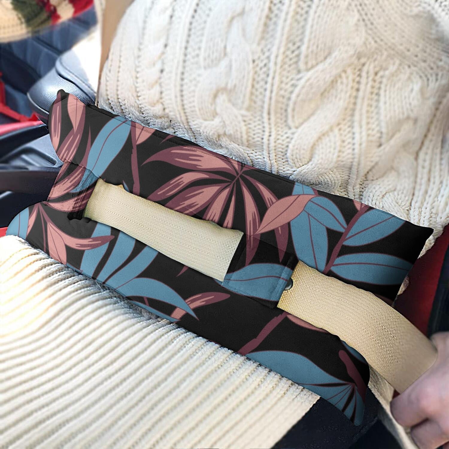 Botanical Seat Belt Pillow for Surgery - Hawaiian Floral Mastectomy Cushion - Pressure Relief Chest Protector After Surgery with Vibrant Colors