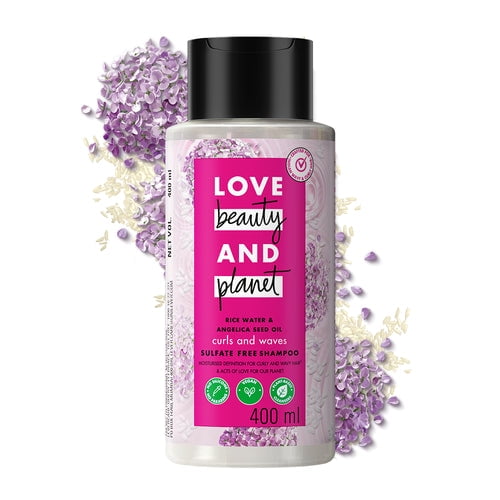Love Beauty and Planet Rice Water & Angelica Seed Oil Silicone Free Shampoo For Curly & Wavy Hair- 400ml