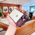 thumbnail image 2 of Cutyskin for iPhone 15 Case for Girl Women, Cute Curly Wave Frame with Luxury Plating, Soft TPU Electroplated Edge Shockproof Full Camera Lens Film Potection Transparent Phone Case, Darkpurple, 2 of 7