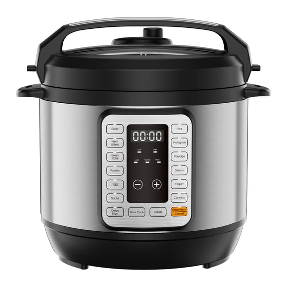 EDX 6 Quart 7-in-1 Electric Pressure Cooker with Multi-Function Features and Stainless Steel Pot, Silver
