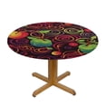 thumbnail image 3 of Fruits Round Fitted Tablecloth, Cute Doodle Apples Cherries Pears Spiral Featured Fresh Kitchen Creative Artsy Print Decorative Elastic Edge, 3 of 8