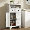 thumbnail image 6 of Bathroom Storage Cabinet with Doors and Drawers,Farmhouse White Bathroom Floor Cabinet freestanding with Adjustable Shelf,41.3"H Bathroom Organizer, 6 of 9