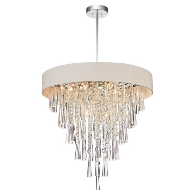CWI Lighting Franca Lustre à Abat-Jour Tambour 8 Lumières avec Finition Chrome