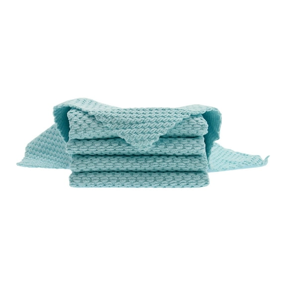 5 Pcs Kitchen Hand Towels Kitchen Dish Cloths Reusable Dishcloths for Kitchens 9.84"x9.84" Lake Blue