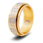 CritSuccess d20 Dice Ring with 20 Sided Die Spinner (Size 18 - Stainless Steel - Gold)
