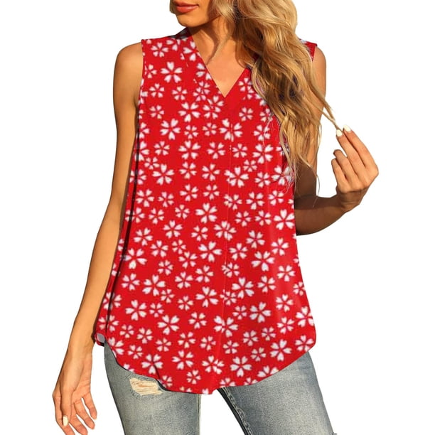 Tops sin mangas con cuello en V y estampado de ocio para mujer Pompotops lopia998548