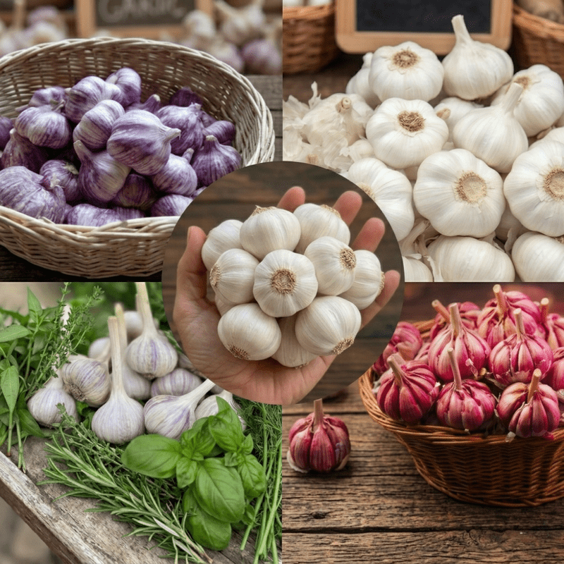 1/2 LB Mixed Garlic Bulbs for Planting, Hard Neck Garlic Bulbs, Cold Hardy, Fast Growing and High Yield, Large Garlic Bulbs