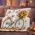 thumbnail image 6 of Vintage Teal Bicycle Sunflower Basket By White Wood, Cozy Friendship Quote Scene, Warm Flannel Blanket for Living Room and Reading Nook, Art Lovers Thanksgiving Gift, Artistic Home Decor, 6 of 9
