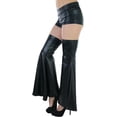 thumbnail image 3 of ToBeInStyle Women's Rave Cowgirl Bell Bottom Faux Leather Warmers - Black - One Size, 3 of 7