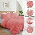 thumbnail image 3 of Peace Nest 3 Pieces Clipped Jacquard Geometric Tufted Duvet Covers & Pillow Sham Set ,Microfiber Soft Bedding Set with Zipper Closure 4 Ties, Wave Quilted, Light Pink, King Size, 3 of 5