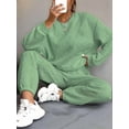 thumbnail image 3 of Conjunto Deportivo de Dos Piezas para Mujer: Sudadera y Pantalón Deportivo de Cuello Redondo Liso y Holgado, Conjunto de Jersey para Estar en Casa. Verde L, 3 of 5