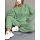 thumbnail image 3 of Conjunto Deportivo de Dos Piezas para Mujer: Sudadera y Pantalón Deportivo de Cuello Redondo Liso y Holgado, Conjunto de Jersey para Estar en Casa. Verde S, 3 of 5