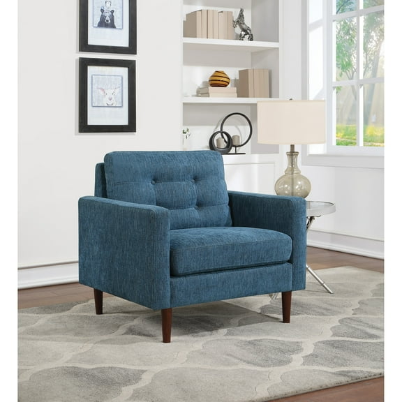 Grayburn Mid-Century Chair in Navy Fabric