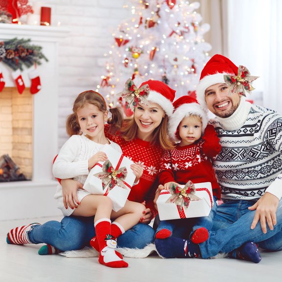 Skegnu Christmas Tree Decorations 2024 Christmas Bow Pendant With Christmas Tree Gift Box Set Decoration Linen Printed Letter Bow Chritmas Decor