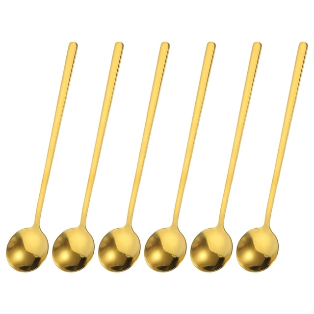 Unique Bargains 6Pack 6' Stainless Steel Espresso Spoons Mini Coffee Spoon Teaspoon, Gold