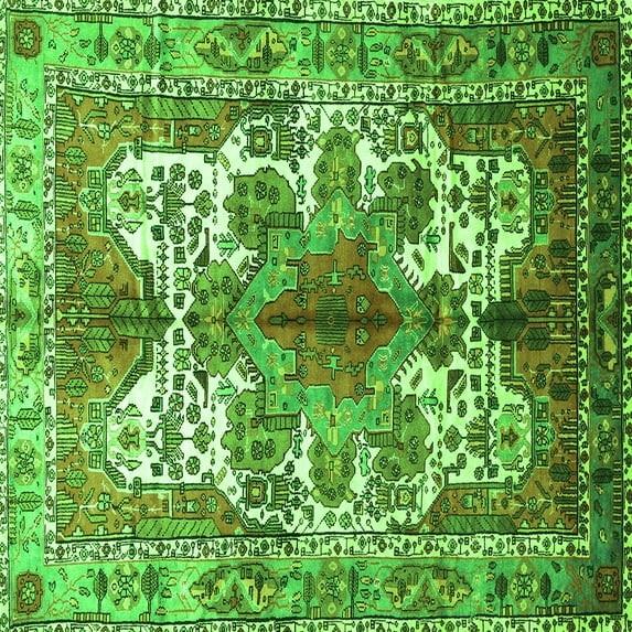 Ahgly Company Indoor Square Persian Green Traditional Area Rugs, 6' Square