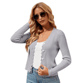 thumbnail image 1 of Cárdigan de Punto con Cuello en V, Larga y Botones para Mujer, Gris, Talla S, 1 of 9