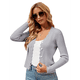 thumbnail image 1 of Cárdigan de Punto con Cuello en V, Larga y Botones para Mujer, Gris, Talla S, 1 of 9