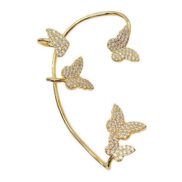 Boucles d'Oreilles Papillon en Diamant pour Femmes Sans Perçage 1 Pce