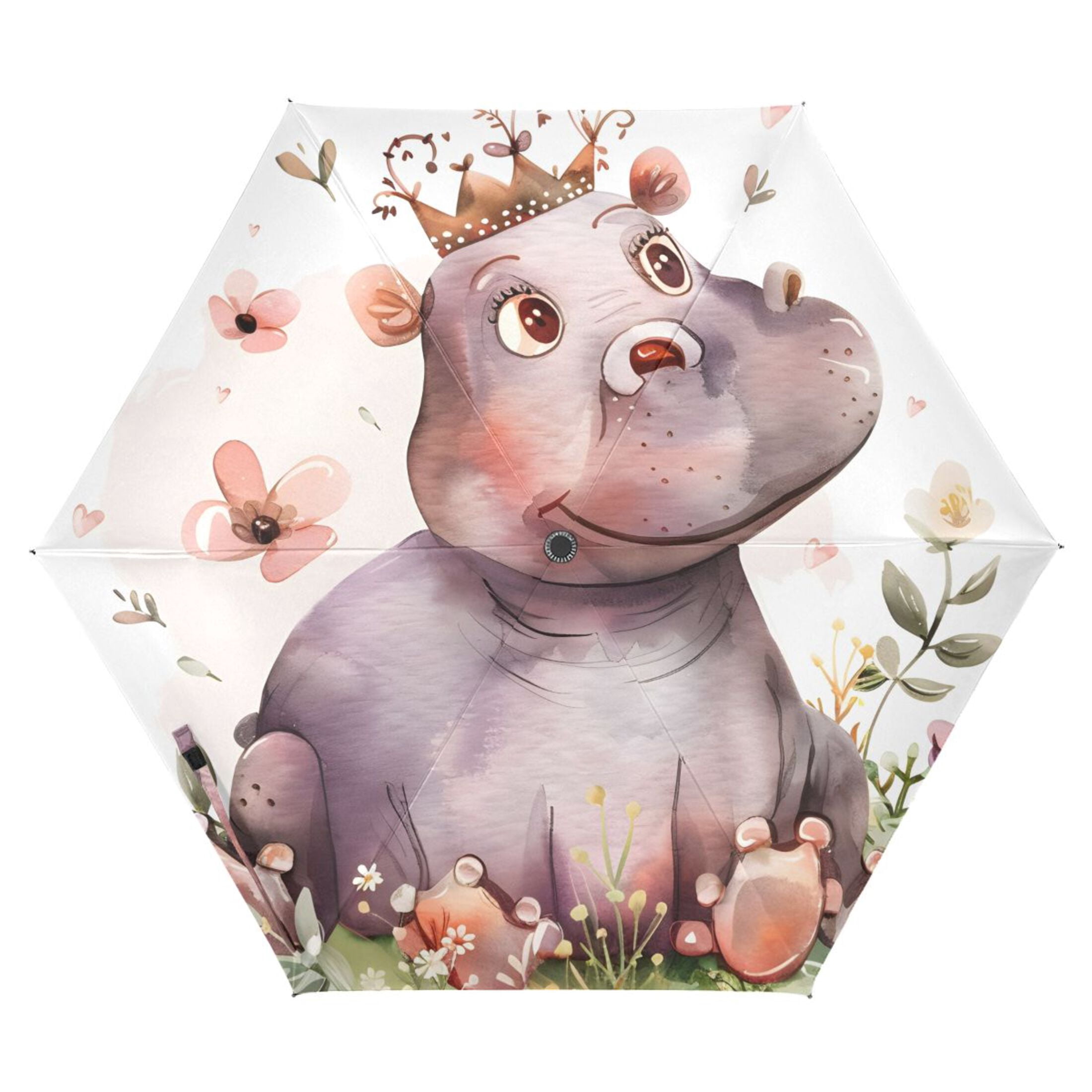 Little Princess Hippo Compact Sun Umbrella Windproof Travel Umbrellas for Rain Strong Portable UV Protection