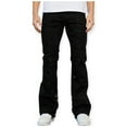 thumbnail image 4 of First Row Men RIP&REPAIR Bottom Metal Snap Opening Slim Flare Denim Jeans (Black), 4 of 7