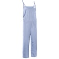 thumbnail image 4 of Keeccty Women Striped Printed Bib Pants Thin Summer Wide Leg One-piece Jumpsuit with Pockets, 4 of 5