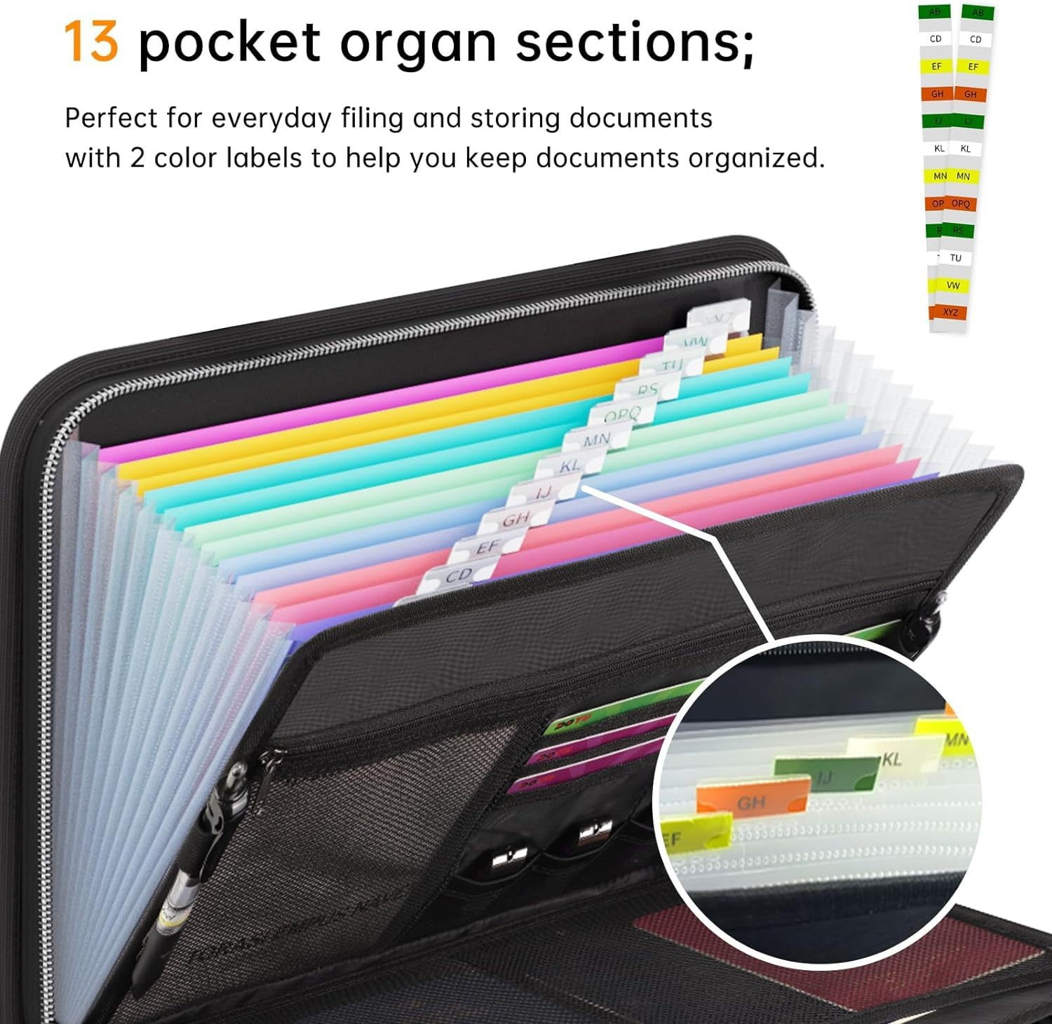 Fireproof Accordion File Folder with Handle, A4 Document Storage Bag, Exam Paper Organizer, Waterproof Office File Pouch for Home and Office Use