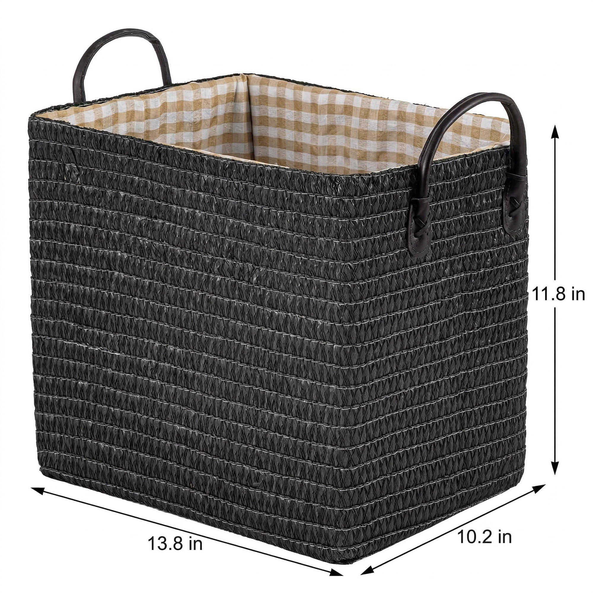 Unique Bargains Compactable Woven Storage Basket Storage Bin Black 13.8*10.2*11.8in