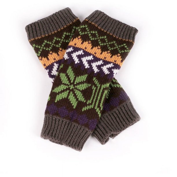 Xiao Hua Guantes sin dedos para mujer, de punto, con forma de árbol de Navidad, de invierno, de medio dedo, estilo calentador de muñeca, talla M