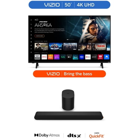 VIZIO 50” 4K Smart TV and VIZIO 2.1 Soundbar SE with Dolby Atmos