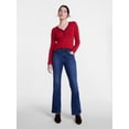 thumbnail image 3 of Scenario Women's and Women's Plus Striped Henley Shirt with Long Sleeves, Sizes XS-4X, 3 of 6
