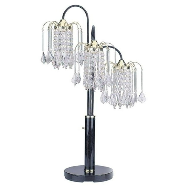Black Finish Table Lamp with Crystal-Like Shades