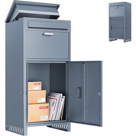 Ultral Package Delivery Box for Outside with Base Stand, Non-Installation Parcel Drop Boxes with Anti-Theft Design, Rustproof Weatherproof Parcel Mailbox for Porch,(16in(L)*16in(W)*38in(H))