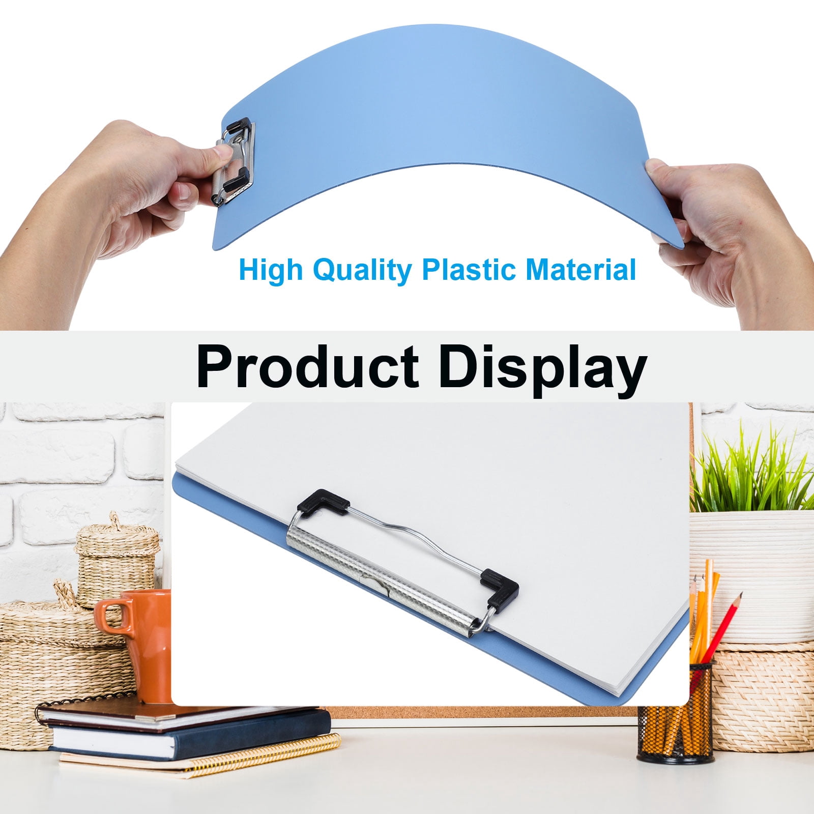 Uxcell A4 Plastic Clipboard, 1Set Office Clipboard with Color Letter Size Metal Clip Profile Clipboard for Office Classroom Home Outdoor, Style2
