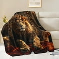 thumbnail image 4 of Decorative Lion Throw Blanket, Fuzzy Soft Cozy Flannel Blanket for Home Bed Sofa Couch, Regal King with Crown Realistic, Inch Lion King, 4 of 7