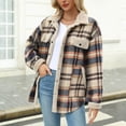 thumbnail image 6 of Gvdentm Womens Fall Jackets Womens Plaid Sherpa Lined Jacket Winter Button up Flannel Jackets Oversized Fleece Fuzzy Warm Coat Jackets Blue,S, 6 of 7