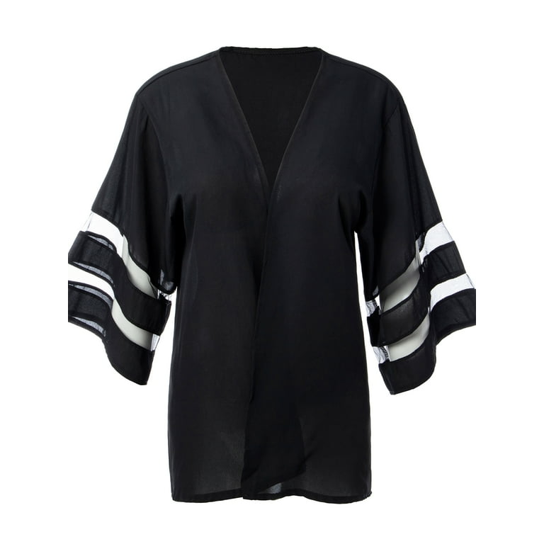 KingShop Chiffon Kimono Sheer Cardigans Bell Sleeve for Women Open
