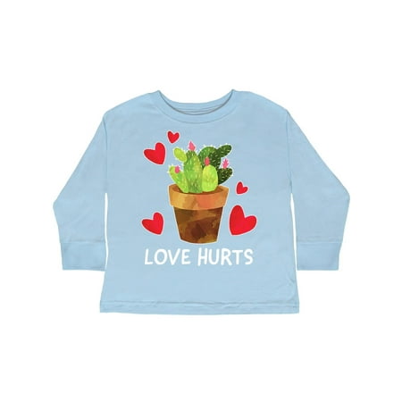 

Inktastic Anti-Valentine s Day Love Hurts with Cactus and Hearts Gift Toddler Boy or Toddler Girl Long Sleeve T-Shirt