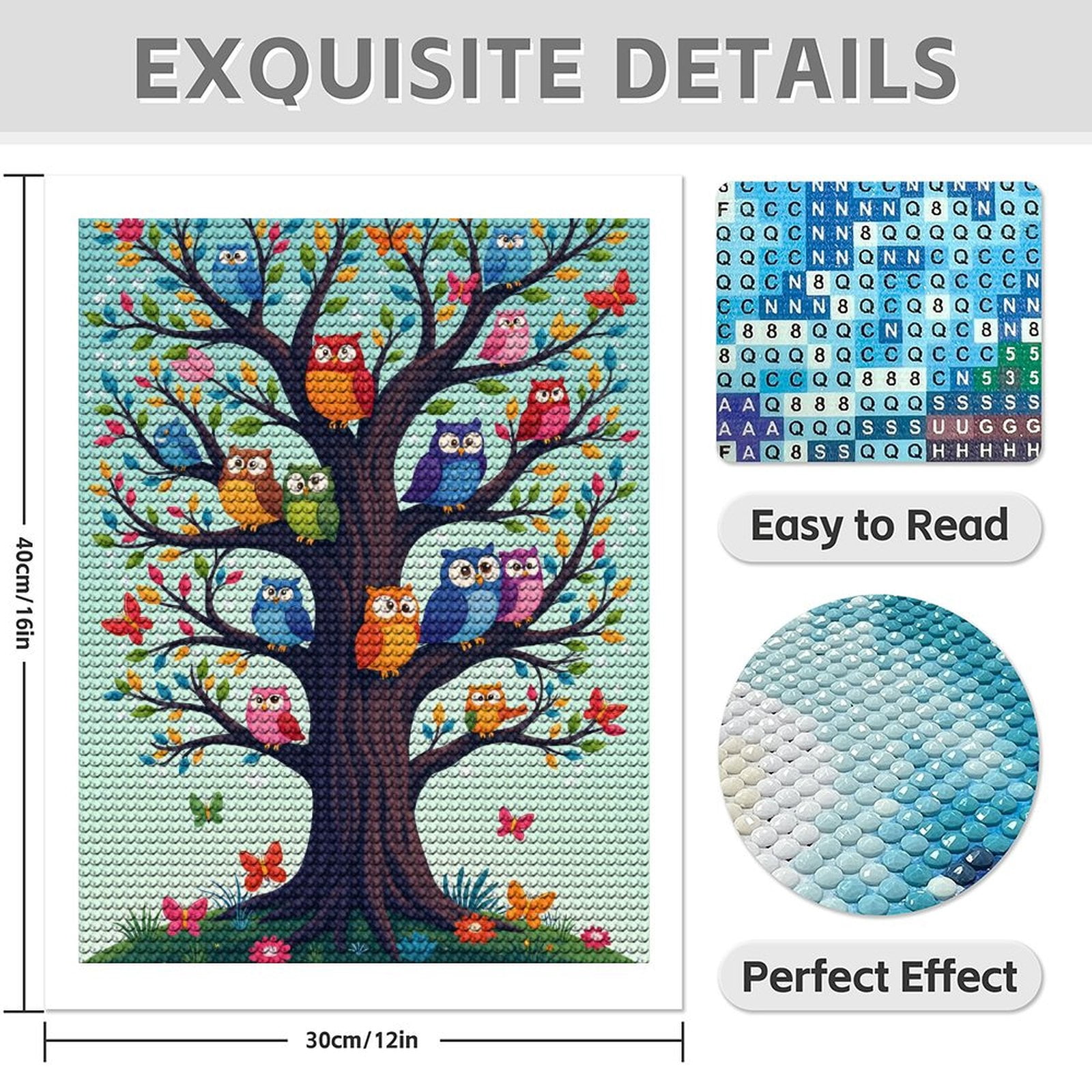 Diamond Art Kits for Adults - 5d Colorful Owls Sitting On Tree Branches Diamond Painting for Adults, Diamond Art for Adults Beginners, Diamond Painting Kits for Adults for Home Wall Decor
