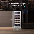 thumbnail image 4 of Yeego Wine Fridge Cooler - 15 Inch Wine Fridge Hold 33 Bottles, 40-65°F Wine Refrigerator Glass Door, Built in, Freestanding Under Counter, 4 of 8