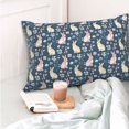 thumbnail image 4 of Honeii Cute Rabbit Floral Print Pillow Cases,Plush Throw Pillow Covers,Decorative Pillowcase for Sofa, Couch, Living Room-16"x24", 4 of 6