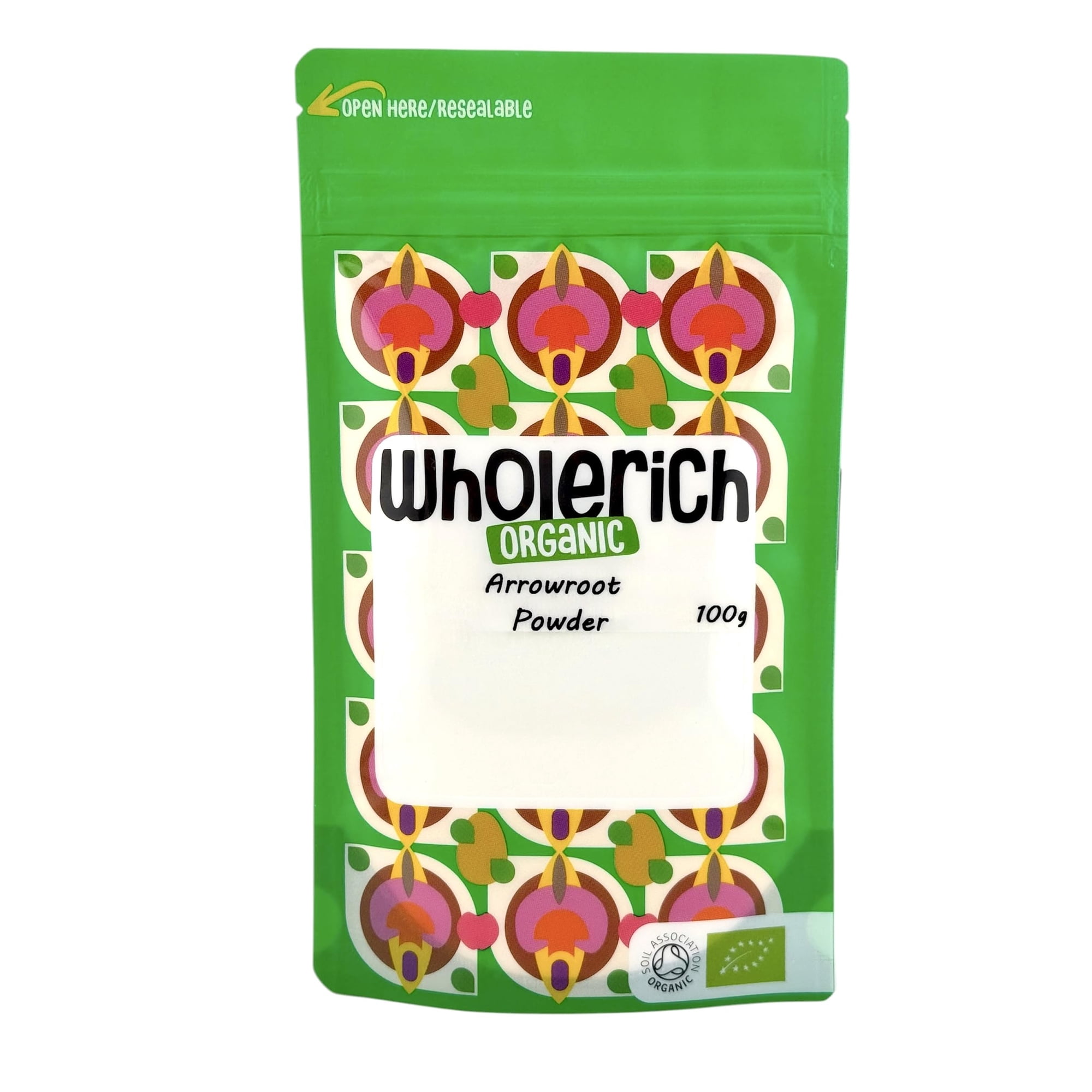 Wholerich Organic Arrowroot Powder 100g | Certified Organic | Gluten-Free Thickening Agent | Fine Arrowroot Starch for Baking & Cooking | Vegan & Additive-Free
