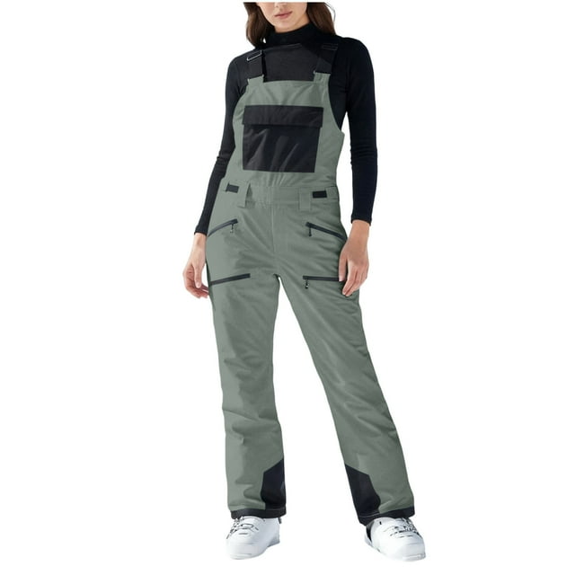 JMYHOAM Combinaison de Ski une Pièce pour Femmes Imperméable Coupe-Vent Isolée avec Salopette Bretelles Ajustables pour Planche à Neige Ski Sports d'Hiver