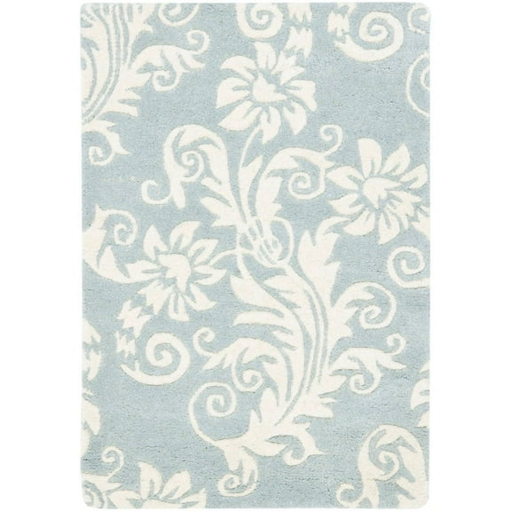 SAFAVIEH Soho Logan Floral Wool Area Rug, Blue/Ivory, 2' x 3'
